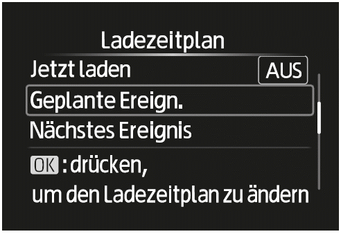 Ein- und Ausschalten der Ladezeitpläne