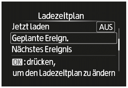 Ändern der registrierten Ladezeitpläne