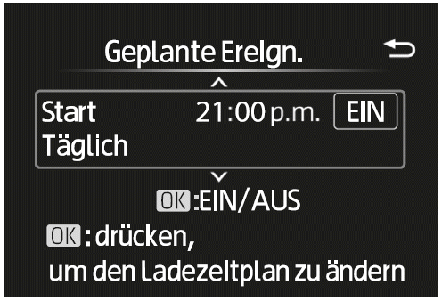 Ändern der registrierten Ladezeitpläne